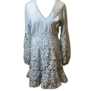 INA Women's Blue Floral Lace Dress Size Large